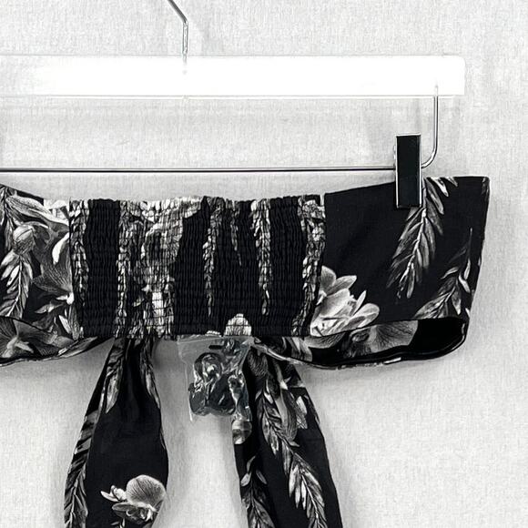 ALLSAINTS Riah Mia Bandeau Top Women 8 Black white Tie Front Vacation Travel NEW - Picture 9 of 16